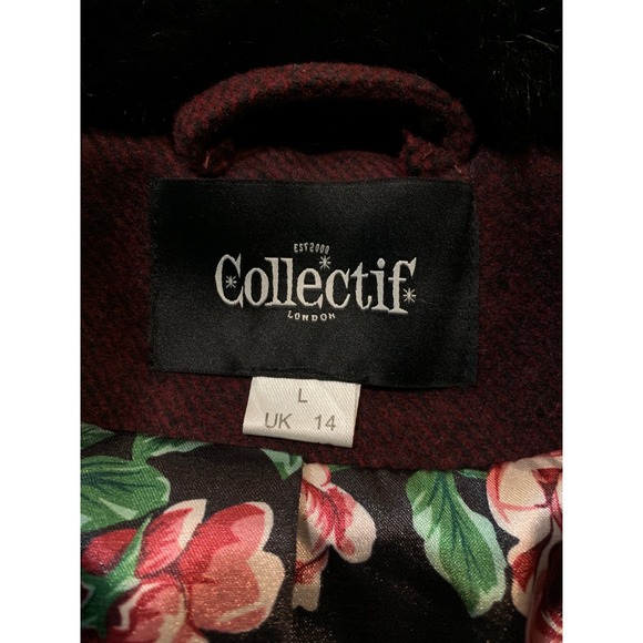 Collectif London Mob Wife Vintage Retro Molly Jacket Fur Wool Retro Witch - Picture 3 of 9